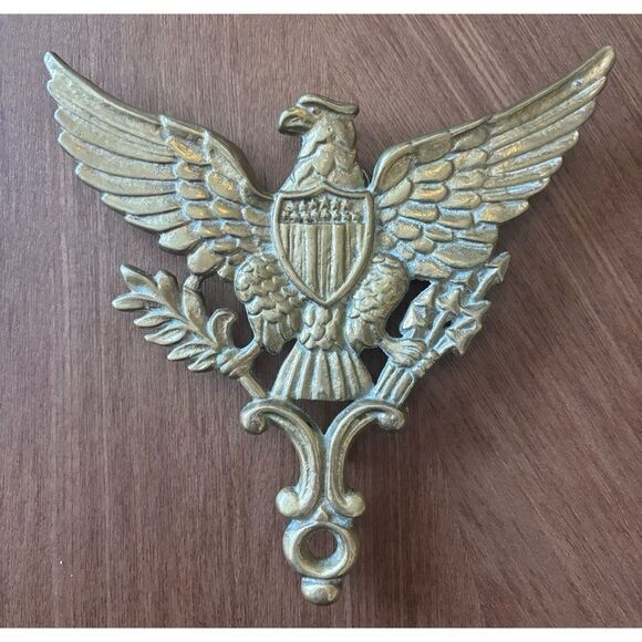 Federal Vintage Solid Brass Eagle Wall Plaque / Trivet - Picture 3 of 6